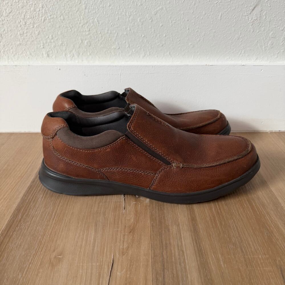 Men’s Clarks Cotrell Free Tobacco Leather Slip on Loafers Size 13